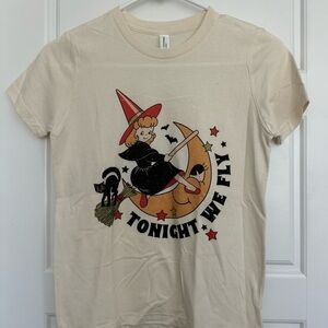 Cute Funny Retro Halloween Witch Broom Tonight We Fly T-Shirt Size 10 12